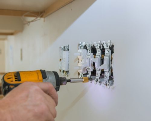 Work,On,Installing,Electrical,Outlets,With,Electrical,Wires,And,Connector Work,On,Installing,Electrical,Outlets,With,Electrical,Wires,And,Connector